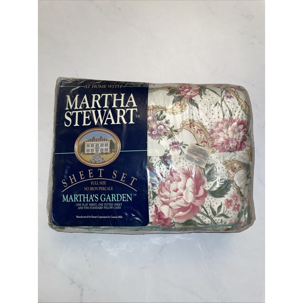 NEW VINTAGE Marthas Garden Full SHEET SET MARTHA STEWART Ruffled Victorian Roses